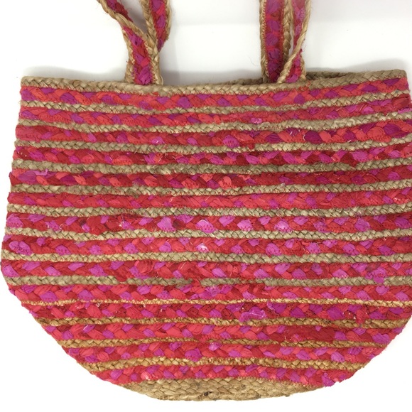 The MAIA Jute and Cotton Stripe Beach Tote Bag - Picture 7 of 8